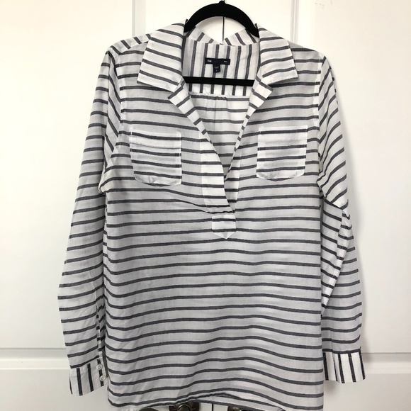 Gap Semi Sheer Stripe Shirt L - Picture 2 of 5
